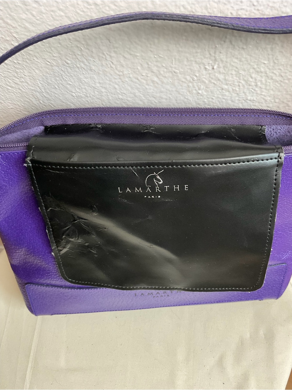 Vintage LAMARTHE PARIS Purple Pebbled Leather Shoulder Hobo Bag – EUC April 2006 - Picture 9 of 9